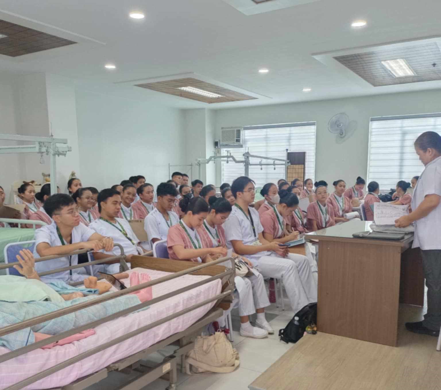 Nursing students inside a classroom